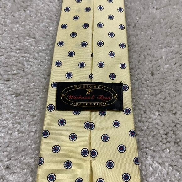 Vintage Silk Tie Gold Designer Geometric Necktie USA Classic Business Formal - Picture 2 of 6